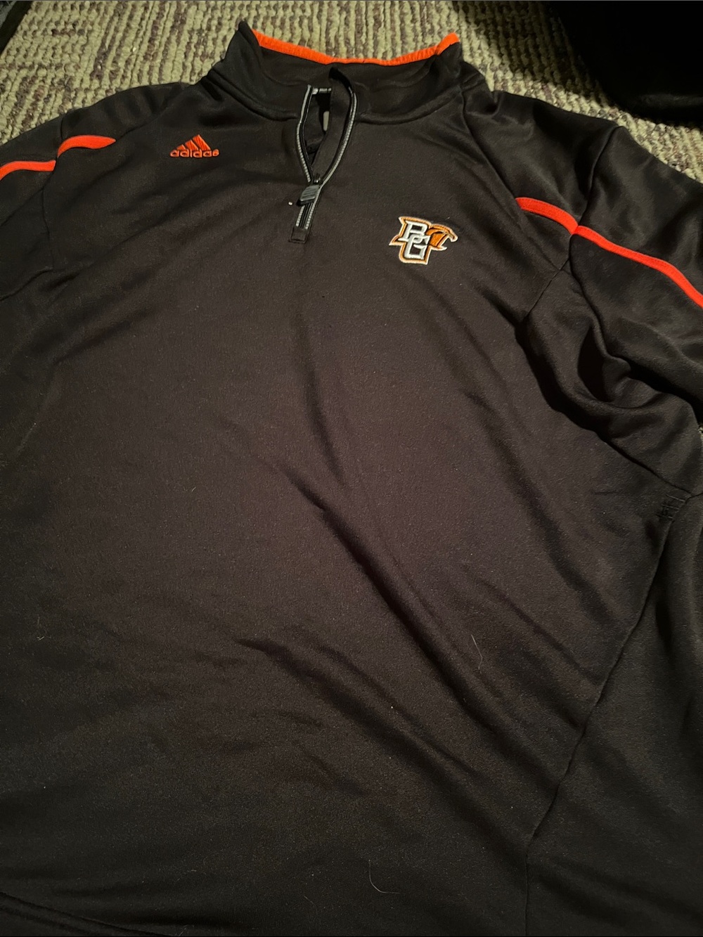 adidas Men's Black & Red Quarter Zip Jersey Like New Bowling Green university